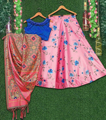KAHIRAA WHOLETEX Digital Print Semi Stitched Lehenga Choli(Multicolor)