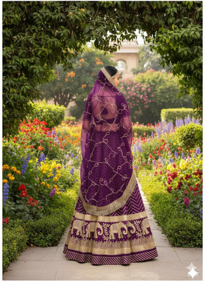 SHRIHARI BUSINESS Embroidered Semi Stitched Rajasthani Poshak(Purple)