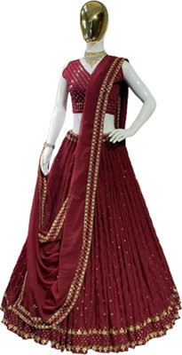 Aptex Printed Semi Stitched Lehenga Choli(Maroon)