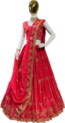 IYALAFAB Self Design Semi Stitched Lehenga Choli(Red)