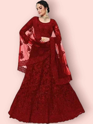 Beautypiee Embroidered Semi Stitched Lehenga Choli(Multicolor)