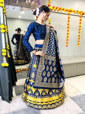 MR Y Self Design Semi Stitched Lehenga Choli(Dark Blue)