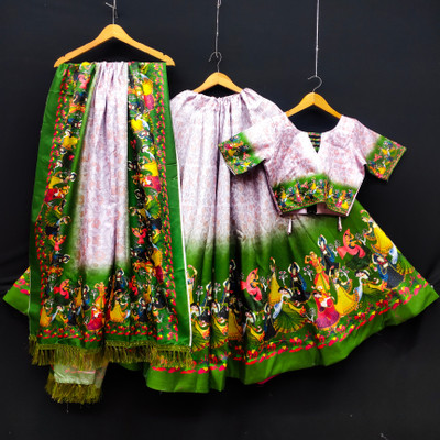 Hanumant Creation Embellished, Printed, Self Design, Digital Print Semi Stitched Lehenga Choli(Green)