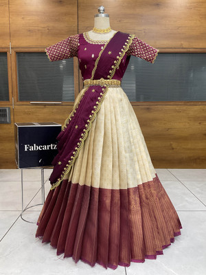 Sonu Creation Self Design Semi Stitched Lehenga Choli(Beige)