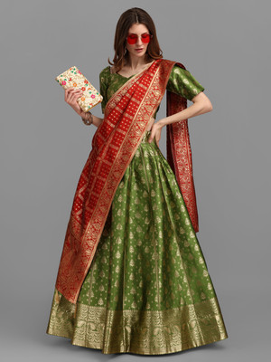 PURVAJA Self Design Semi Stitched Lehenga Choli(Light Green)