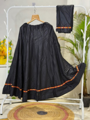 krishiv creation Self Design Semi Stitched Lehenga Choli(Black)