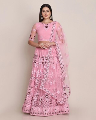 D.G.ITALIYA TRENDZ Embroidered Semi Stitched Lehenga Choli(Pink)