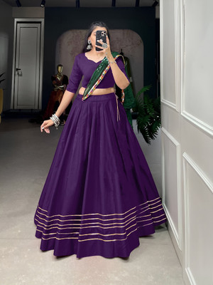 AAYUSHYAM ENTERPRISE Self Design Semi Stitched Lehenga Choli(Purple)