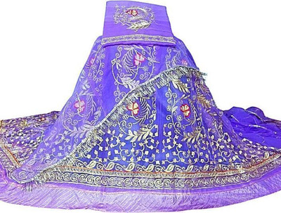 Shreemanji trading Embroidered Semi Stitched Rajasthani Poshak(Purple)