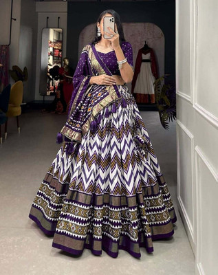 3Buddy Fashion Printed Semi Stitched Lehenga Choli(Purple)