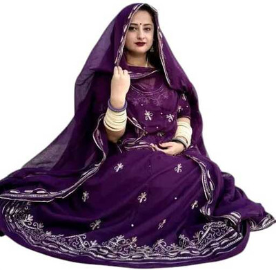 Wolvox Embroidered Semi Stitched Lehenga Choli(Maroon)