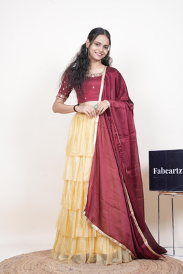 Payu Self Design Semi Stitched Lehenga Choli(Maroon)