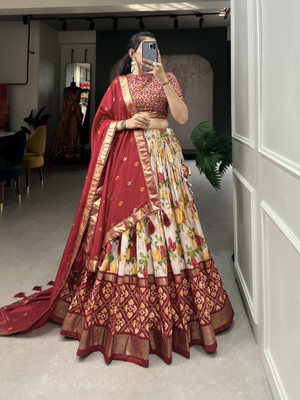 FusionCraftt Floral Print Semi Stitched Lehenga Choli(Multicolor)