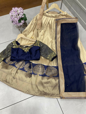 Payu Self Design Semi Stitched Lehenga Choli(Beige)