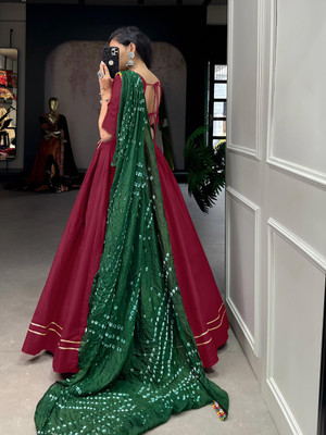 CYNOR ENTERPRISE Solid Semi Stitched Lehenga Choli(Maroon)