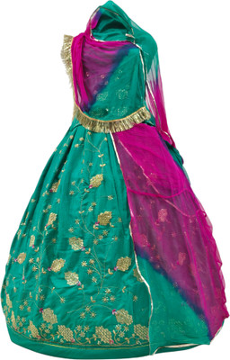 Man Fashion Embroidered Semi Stitched Rajasthani Poshak(Green)
