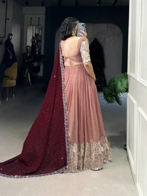 BLANKLOOK Self Design Semi Stitched Lehenga Choli(Orange)