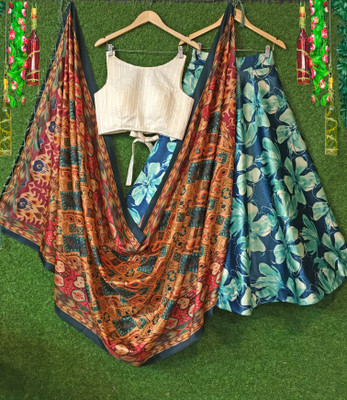 kaizen texo fab Printed Semi Stitched Lehenga Choli(Green)