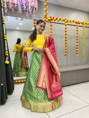 SHREE CREATION Self Design Semi Stitched Lehenga Choli(Yellow)