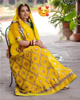 Hemlata Embroidered, Embellished Semi Stitched Lehenga Choli(Yellow)