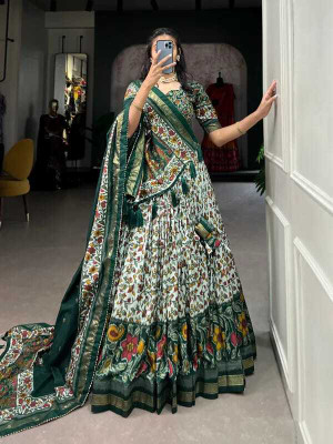 AAYUSHYAM ENTERPRISE Printed Semi Stitched Lehenga Choli(Green)