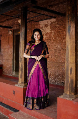 R K INFINITIVE Embroidered Semi Stitched Lehenga Choli(Pink, Purple)