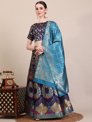 Harshiv Textile Self Design Semi Stitched Lehenga Choli(Beige)