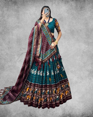 AAYUSHYAM ENTERPRISE Printed Semi Stitched Lehenga Choli(Light Blue)