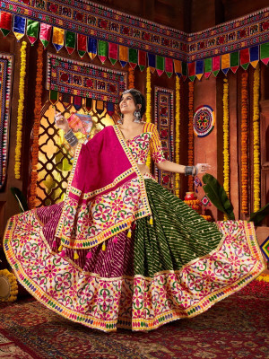 odette Embroidered Semi Stitched Lehenga Choli(Multicolor)