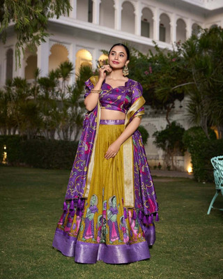 RADHVI BIZ Self Design Semi Stitched Lehenga Choli(Yellow)