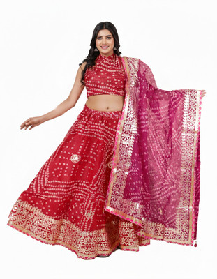 PAHNAVA Printed Semi Stitched Lehenga Choli(Multicolor)