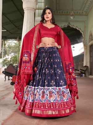 Julee Printed Semi Stitched Lehenga Choli(Multicolor)