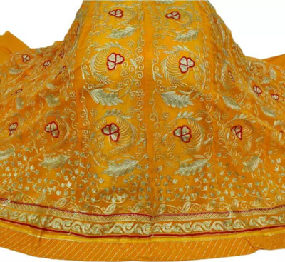 Shree Maashakti Trading Embroidered Semi Stitched Rajasthani Poshak(Yellow)