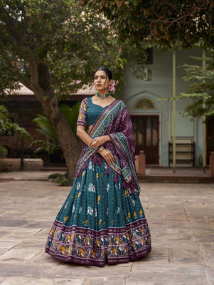 RADHVI BIZ Self Design Semi Stitched Lehenga Choli(Light Blue)
