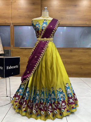 SHREE CREATION Self Design Semi Stitched Lehenga Choli(Yellow)