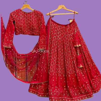 IYALAFAB Self Design Semi Stitched Lehenga Choli(Red)