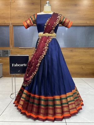 Sonu Creation Embroidered Semi Stitched Lehenga Choli(Blue)