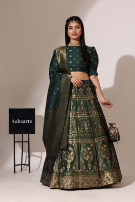 Payu Self Design Semi Stitched Lehenga Choli(Dark Green)