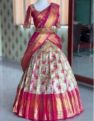 Harshiv Textile Self Design Semi Stitched Lehenga Choli(Pink)