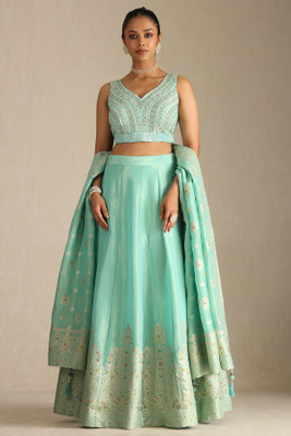 soch Embroidered Stitched Lehenga Choli(Blue)