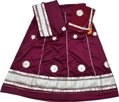 Yuvi Creation Embellished Semi Stitched Rajasthani Poshak(Maroon)
