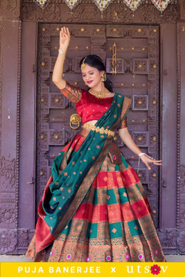 Fabcartz Self Design Semi Stitched Lehenga Choli(Multicolor)