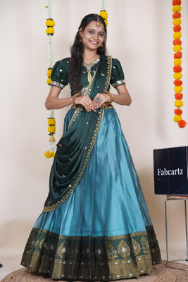 SHREE CREATION Self Design Semi Stitched Lehenga Choli(Blue)