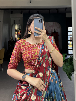 LADY SHOPI Printed Semi Stitched Lehenga Choli(Light Blue)