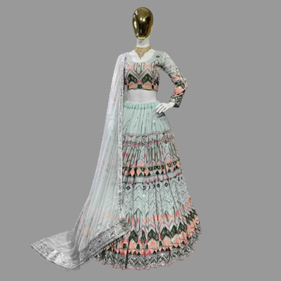 KAPANKU Self Design Semi Stitched Lehenga Choli(Multicolor)