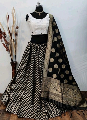 KRISHUFAB Self Design Semi Stitched Lehenga Choli(White)