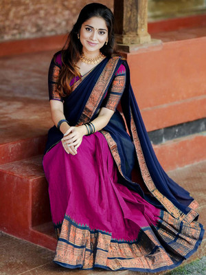 R K INFINITIVE Self Design Semi Stitched Lehenga Choli(Pink, Dark Blue)