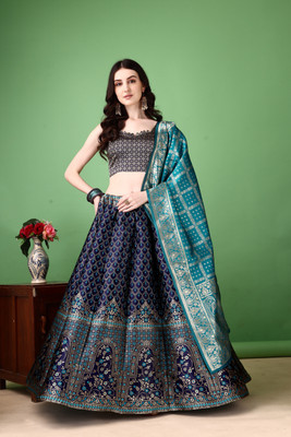 SWAMI STUDIO Self Design Semi Stitched Lehenga Choli(Blue)