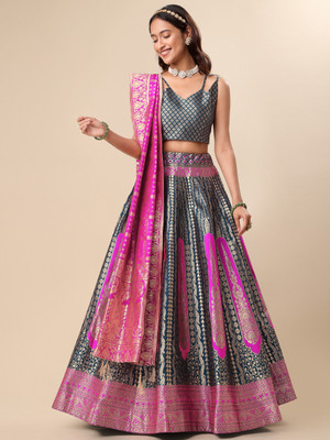 PURVAJA Embellished Semi Stitched Lehenga Choli(Light Blue)