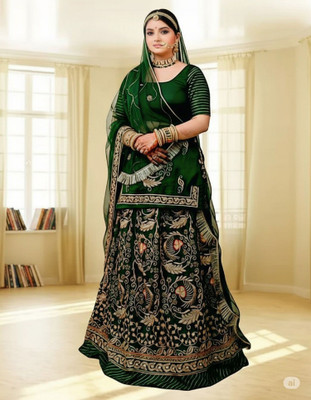 SHREE AMBEY TRADING Embroidered Semi Stitched Rajasthani Poshak(Green)